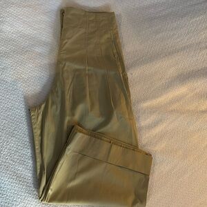 Rebecca Taylor Size 6 Pleated Cropped Khaki Trousers